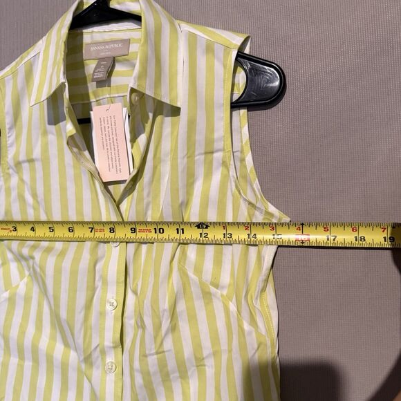 Banana Republic Non Iron Shirt 0 Petite Women Striped Sleeveless Preppy Office - Picture 3 of 7